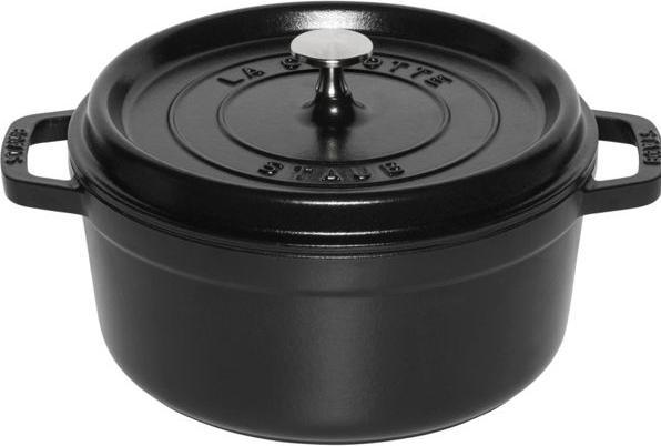 Actual product image Staub Cocotte with steamer insert, 24 cm | Black | Round | Cast iron (40508-814-0) (24 cm, Cast iron)