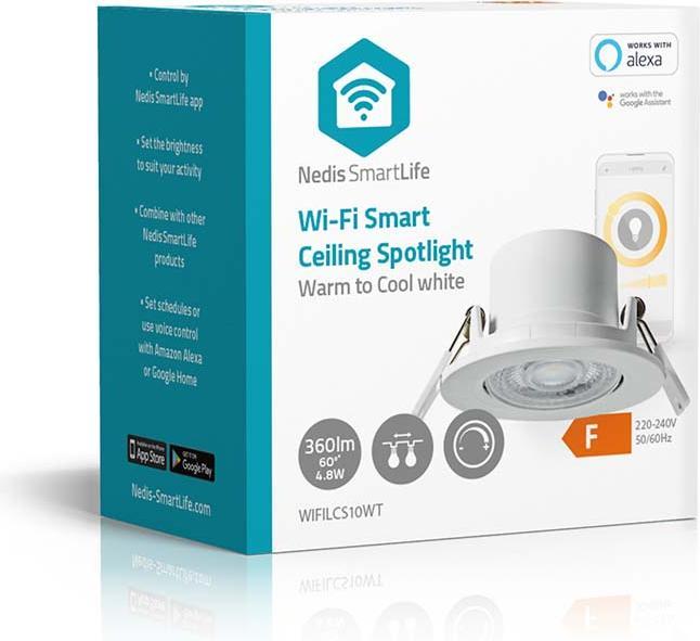 Image du produit Nedis SmartLife Plafonnier | Wi-Fi | Blanc chaud à froid | Rond | Diamètre : 52 mm | 68 - 74 m (360 lm)