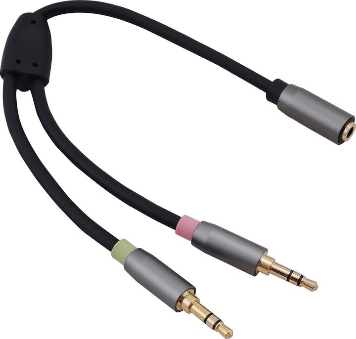 Helos Adapterkabel, Klinke 3,5mm Buchse/2x Klinke 3,5mm Stecker,PREMIUM, schwarz Klinke 3,5mm Buchse/2x K (0.10 m)