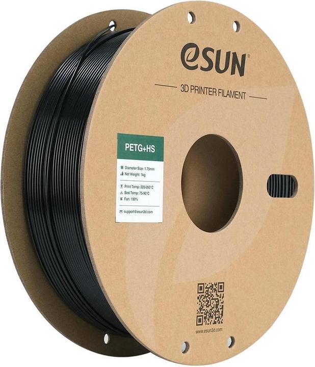 Productafbeelding eSUN EPETG+HS 1,75mm SOLID ZWART 1kg (PETG, 1.75 mm, 1000 g, Zwart)