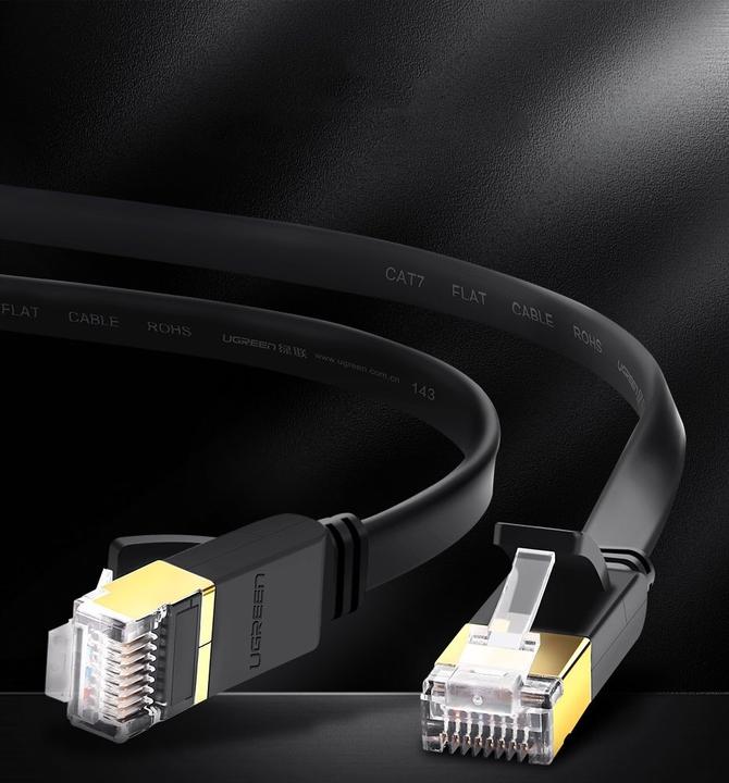 Image du produit Ugreen NW106 Ethernet RJ45 Plochý síťový kabel, Cat.7, STP, 3m (černý) (STP, CAT7, 3 m)