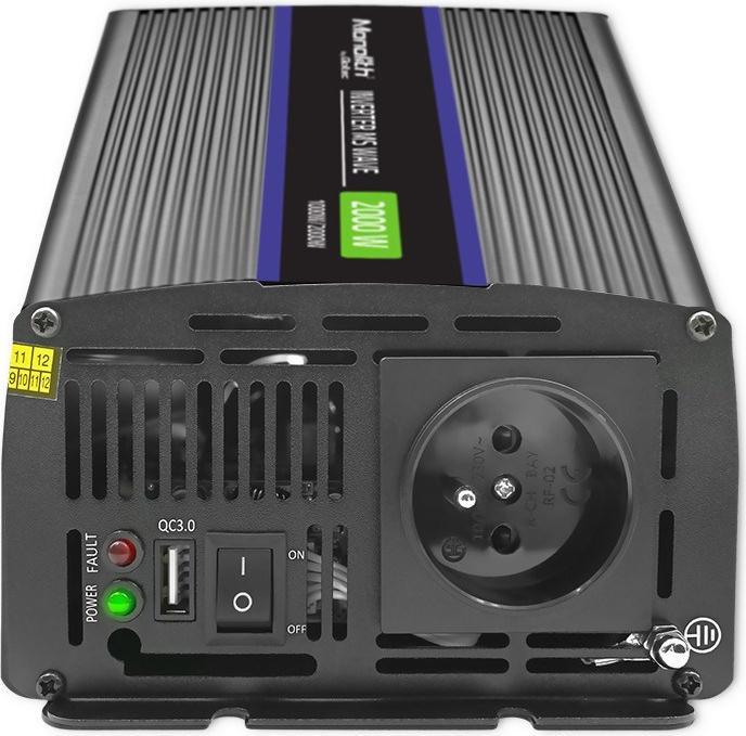Produktbild Qoltec Przetwornica napięcia Monolith 2000 MS Wave | 12V na 230V | 1000/2000W | USB