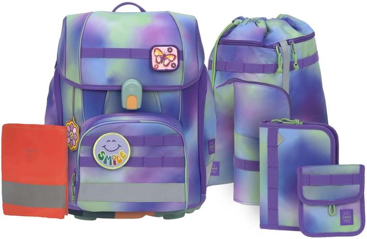 Lässig Schulrucksack-Set Boxy, Lila / Grün (21 l)