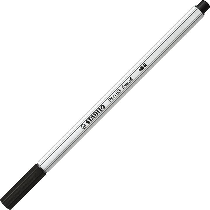 STABILO Premium-Filzstift mit Pinselspitze für variable Strichstärken - Pen 68 brush - 10er Pack - s (Schwarz, 10 x)