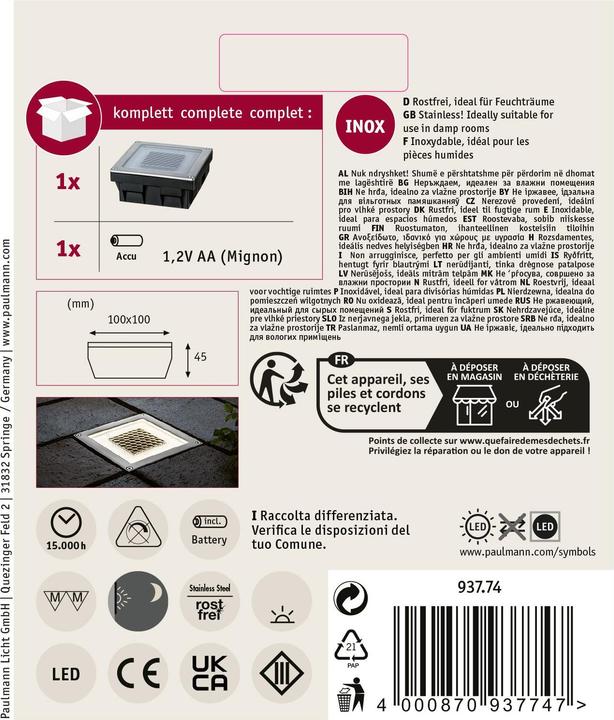 Image du produit Paulmann Encastré de sol LED Cube (3.60 lm, IP67)