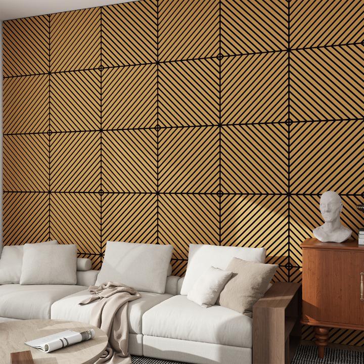 Actual product image neu.holz Acoustic wall panel set of 8 Vang diagonal 60x60 cm oak look, dark ()