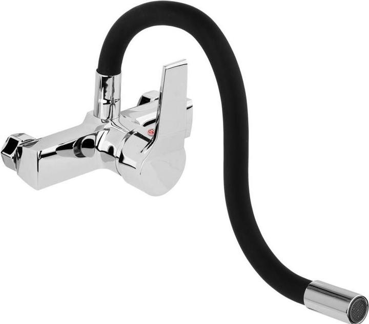 Produktbild Fala Küchenarmatur, Wandarmatur flexible, schwarz, Wasserhahn, Spültischarmatur, Mischbatterie