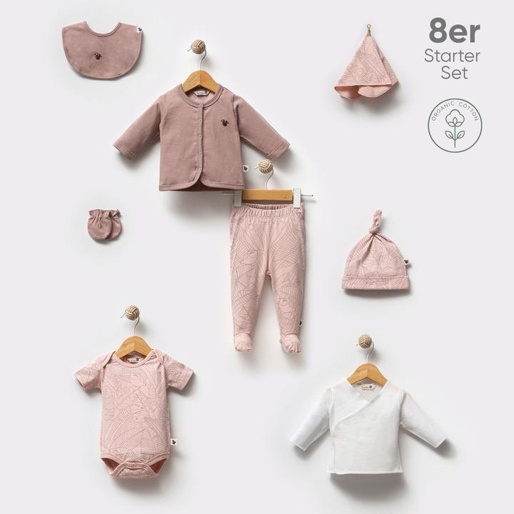 TotsTale Premium 8-tlg. Newborn Starter-Set – Babykleidung aus Bio-Baumwolle – Geschenk zur Geburt (50, 56, 62, 68)