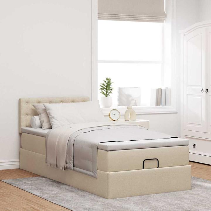 Actual product image VidaXL Ottoman bed with mattress cream 140x200 cm fabric bed frame (140 x 200)