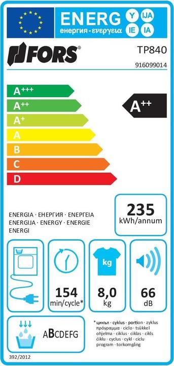 Energie-Label Fors TP 840 (8 kg)