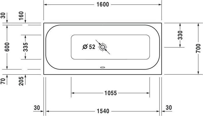 Produktbild Duravit Rechteck-Whirlwanne HAPPY D.2 145 l 160x70 we 1 RS li Combi-System P (145 l, 160 cm, 70 cm)
