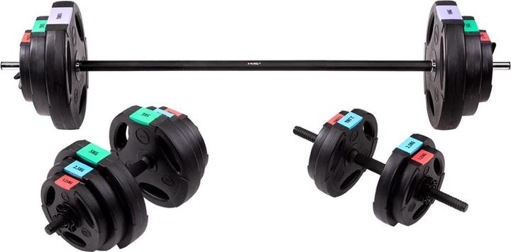 Image du produit HMS 3 dalių hantelių ir štangų rinkinys SGSP60 62kg