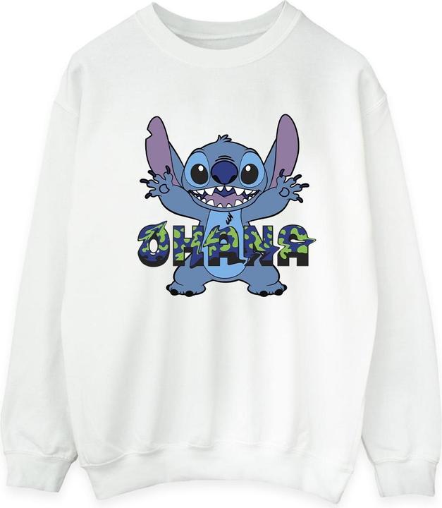 Disney Lilo And Stitch Ohana Blue Glitch Sweatshirt (L)