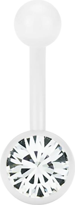 Star Piercing Banane Pure White mit Swarovski Kristallkugel silber (ohne Messing, Chirurgenstahl 316L)