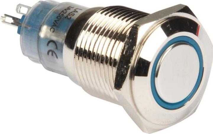 Image du produit Velleman Bouton poussoir rond en métal Spdt 1No 1Nc Blue Ring