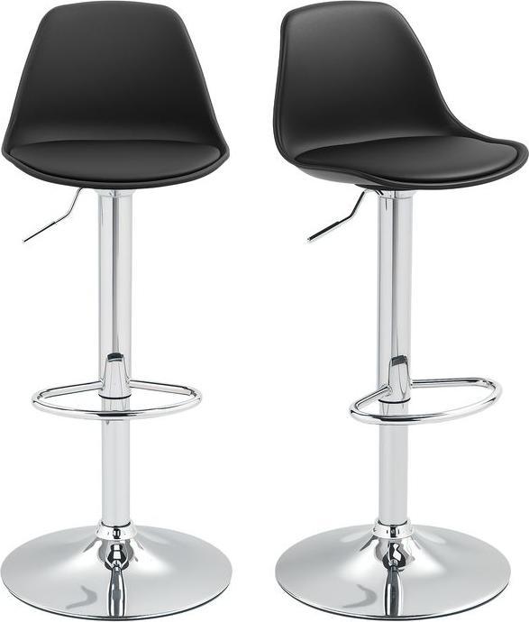 Produktbild Swisshandel24 Barhocker 2er Set, Gepolstert Barstuhl mit Stahlgestell, Lehne für Küche Schwarz