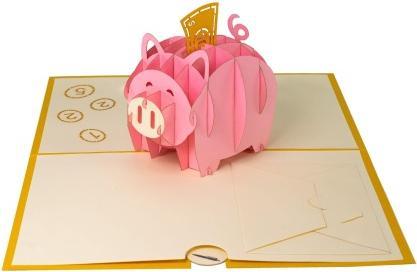 Image du produit Hervorragend 3D Pop-up-Karte Geschenksschweinchen Gutschein gelb (1 pcs)