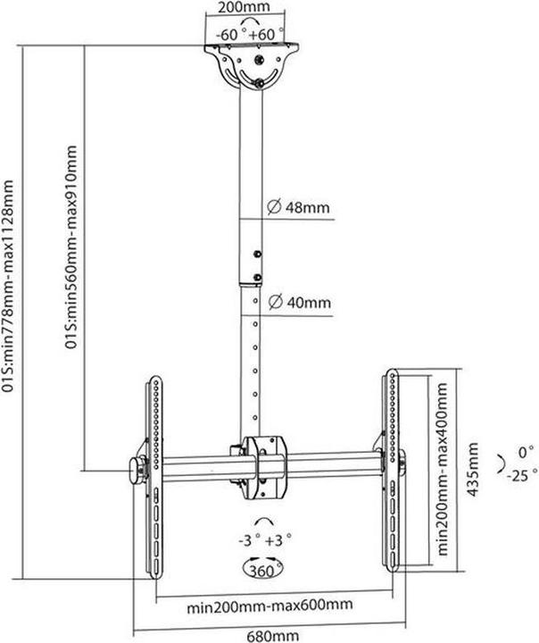 Produktbild Xantron DT Deckenhalterung DEHA-946S-W (Decke, 70")