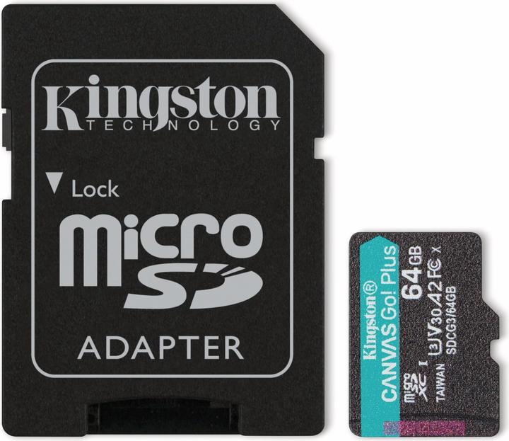 Image du produit Kingston Canvas Go Plus (64 Go, microSDXC, U3, UHS-I)