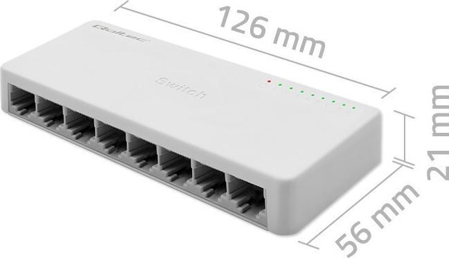 Actual product image Qoltec Netzwerk SWITCH 8xRJ45 Port 1000Mbps LAN (8 Ports)