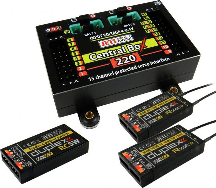 Actual product image Jeti DUPLEX 2.4EX Central Box 220 + 2x Rsat2