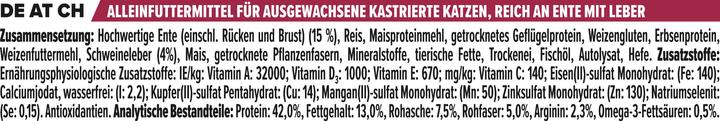 Nährwerte und Zutaten Pro Plan Ente & Leber (Adult, 1 Stk., 1540 g)