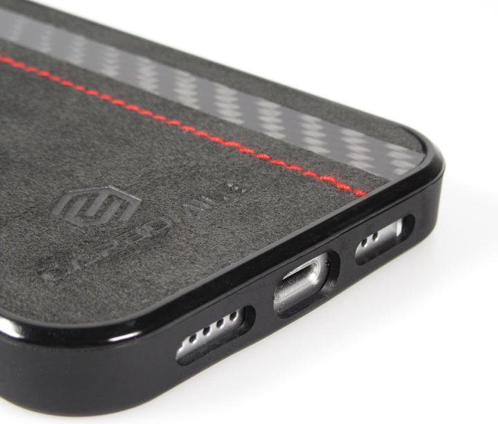 Image du produit Carbomile Coque alcantara et carbone avec surpiqûres rouges (Apple iPhone 13)