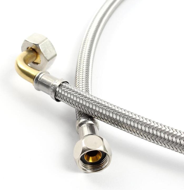 Immagine prodotto XPOtool Tubo flessibile da 800 mm DN8 3/8" UN con gomito (14,95 mm) e 1/2" UN (18,64 mm) Tubo corazzato