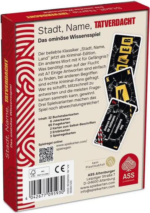 Produktbild ASS Altenburg Stadt, Name, Tatverdacht - Crime Spiel (Deutsch)