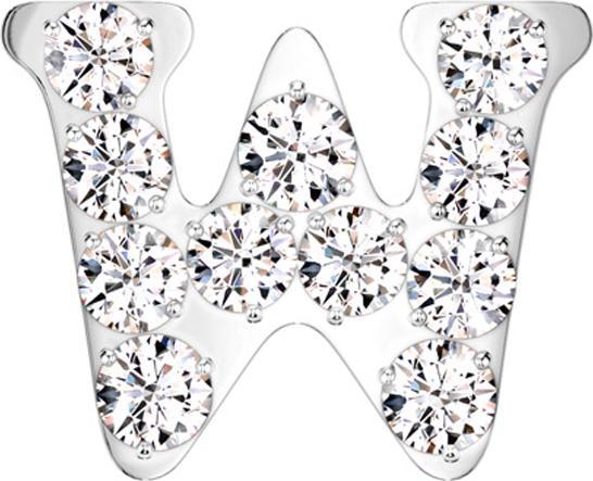 Star Piercing Threadless silber mit Kristallen silber Buchstabe W (Titan G23, ohne Messing)