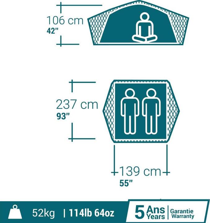 Produktbild Quechua ROOF TENT 500 F&B 2P (Dachzelt, 58.50 kg, 2 Personen)