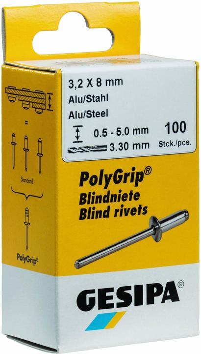 Actual product image Gesipa Blind rivet PolyGrip® Rivet shank dxl 4,8x17,0mm K16 Alu/Steel 25 pcs.