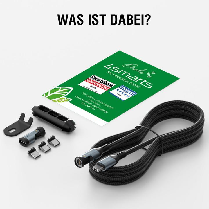 Immagine prodotto 4smarts USB-C 540° Magnetkabel-Set GravityCord (1.80 m, USB 2.0, 240 W)