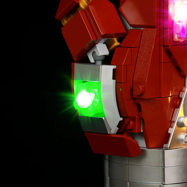Actual product image BrickBling LED light set for LEGO Avengers: Iron Man Nano Glove (76223) incl. remote control