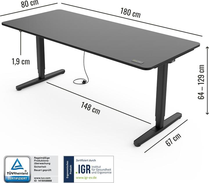 Produktbild Yaasa Desk Pro (180 x 80 cm)