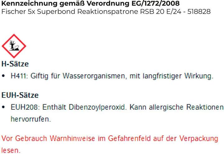 Produktbild Fischer Reaktionspatrone RSB 20 E/24 (5 Stk.)