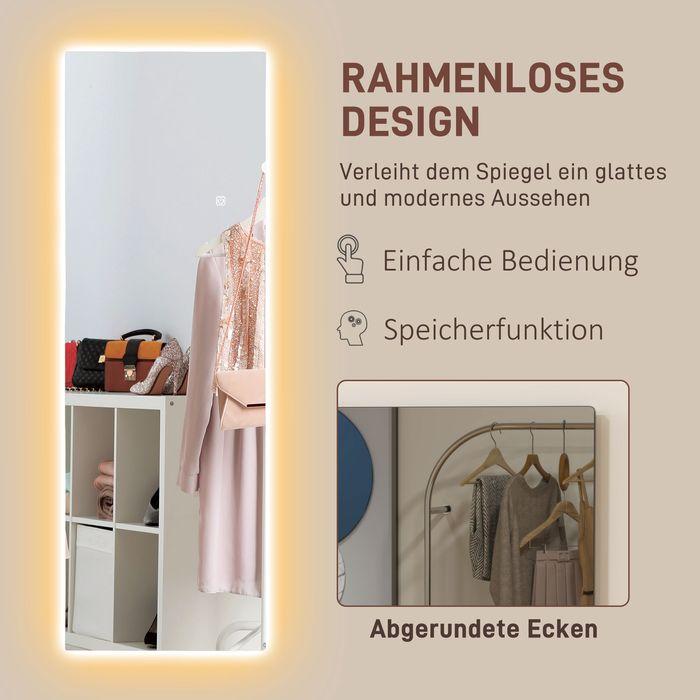 Produktbild Swisshandel24 Ganzkörperspiegel 40 x 120 cm Standspiegel mit LED Lichte, Wandspiegel