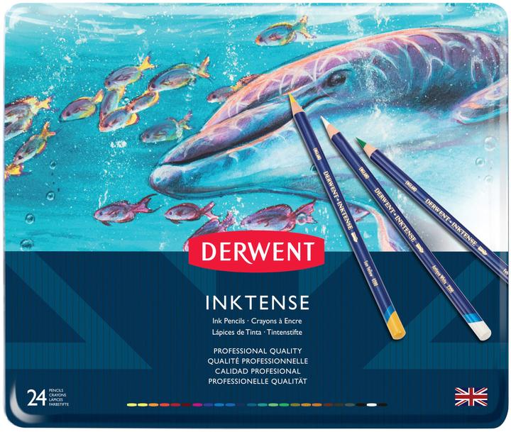 Image du produit Derwent Crayon de couleur Inktense Set 24 étui métallique (Multicolore, multicolore, 24 x)