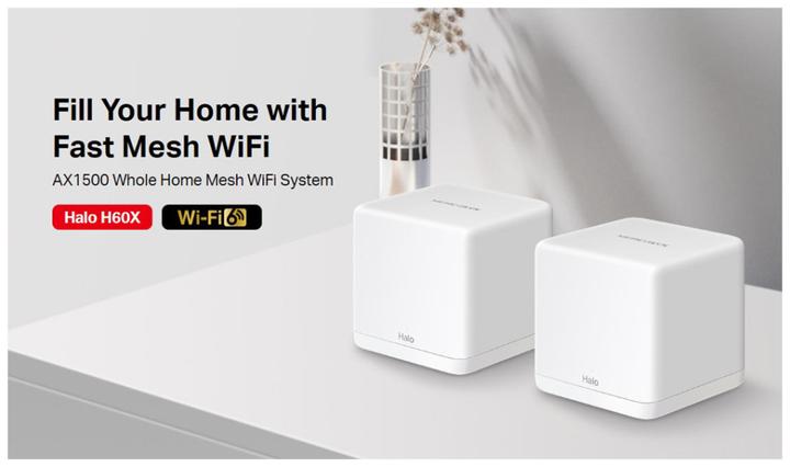 Actual product image Mercusys Halo H60X(2-pack) AX1500 Home Mesh WiFi6 system