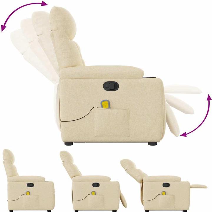 Immagine prodotto VidaXL Poltrona massaggiante con ausilio stand-up in tessuto crema