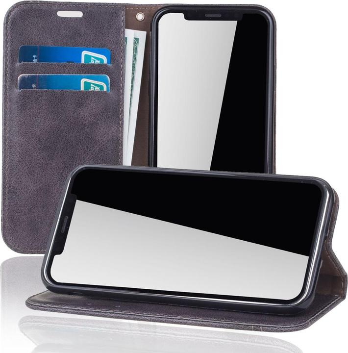 Actual product image König Design Mobile Case Apple iPhone X / 10 Flip Cover Case Protective Cover Wallet Shell Grey (Apple iPhone X)