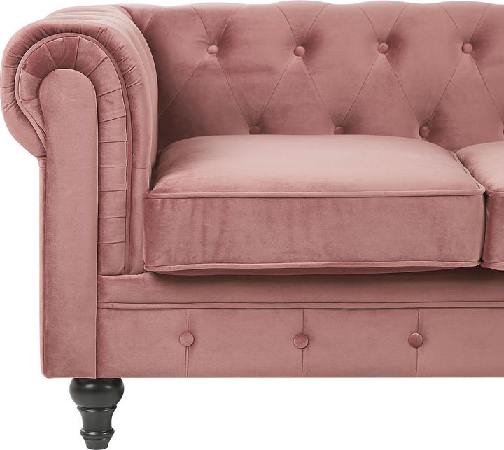 Produktbild Beliani Sofa Set Samtstoff rosa 4-Sitzer CHESTERFIELD (3-Sitzer)