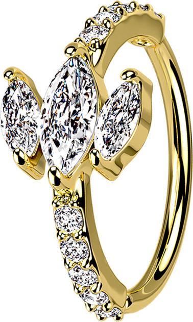 Produktbild Star Piercing Micro Piercing Ring 14k vergoldet Kristalle und drei Ovale (Messing)