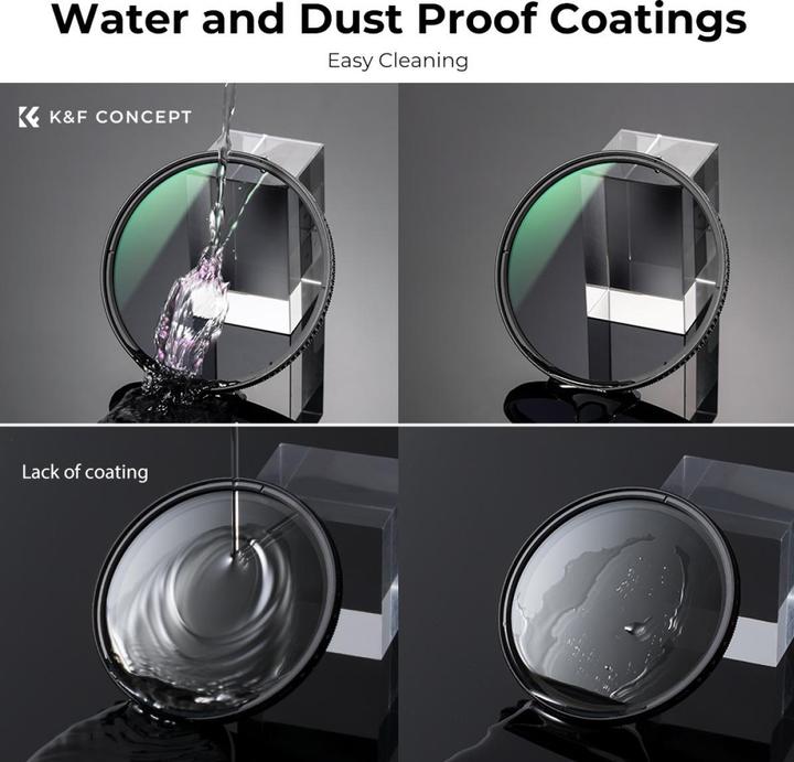 Produktbild K&F Concept 52MM CPL Filter Super Slim Circular Polarizing Filter with 28 Layer Green Coated, HD, Waterproof, An (52 mm, Polarisationsfilter)