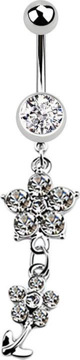 Immagine prodotto Star Piercing Banana in argento con ciondolo a due fiori di cristallo in argento (Acciaio chirurgico 316L, senza ottone)