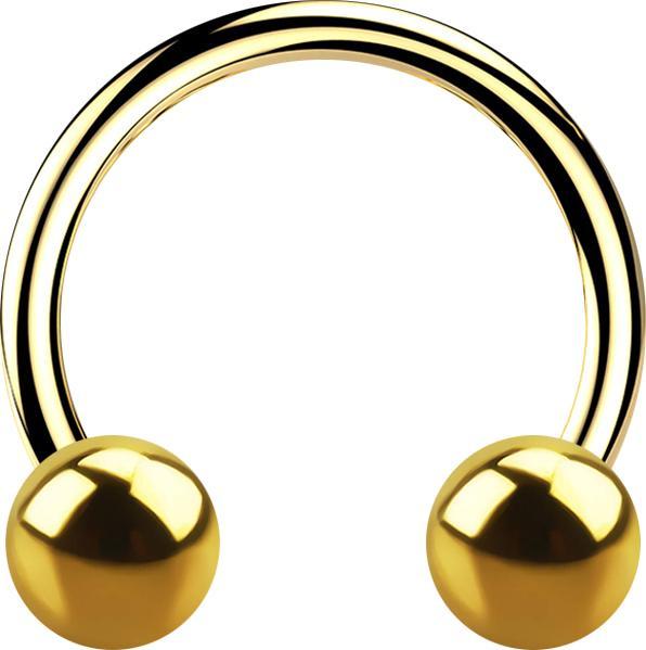 Star Piercing Micro Circular Barbell vergoldet mit zwei Kugeln (Chirurgenstahl 316L, ohne Messing)