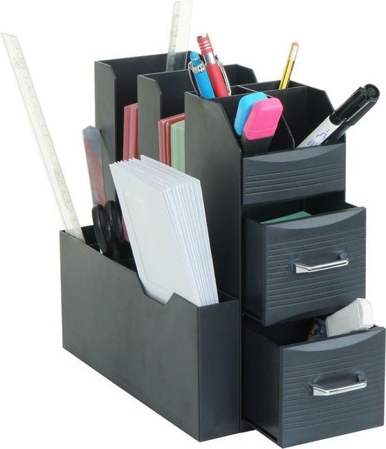 Image du produit Mendler Organiseur de bureau HWC-L97, avec 2 tiroirs et 7 compartiments, 29x14x33cm