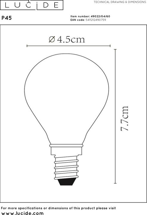 Produktbild Lucide E14 (E14, 4 W, 400 lm, 1 x, F)
