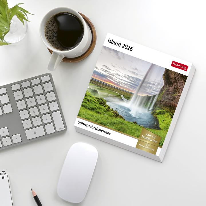Produktbild Harenberg Island Sehnsuchtskalender 2026 - Wochenkalender mit 53 Postkarten (Deutsch)