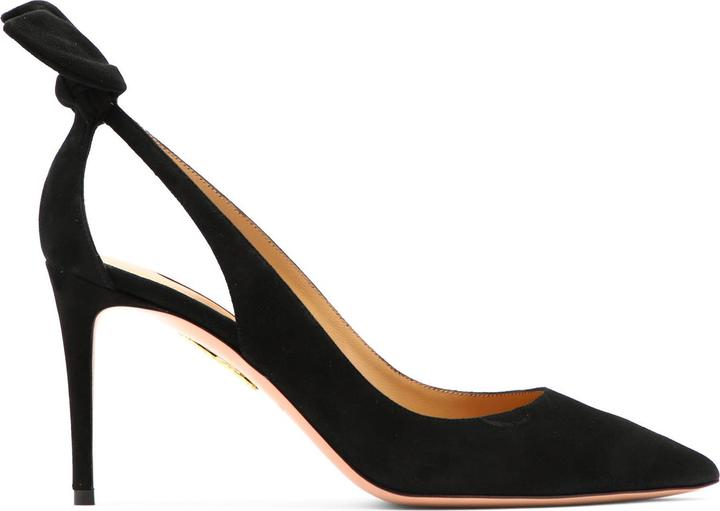 Actual product image Aquazzura bow tie pump 85 in black suede (39)